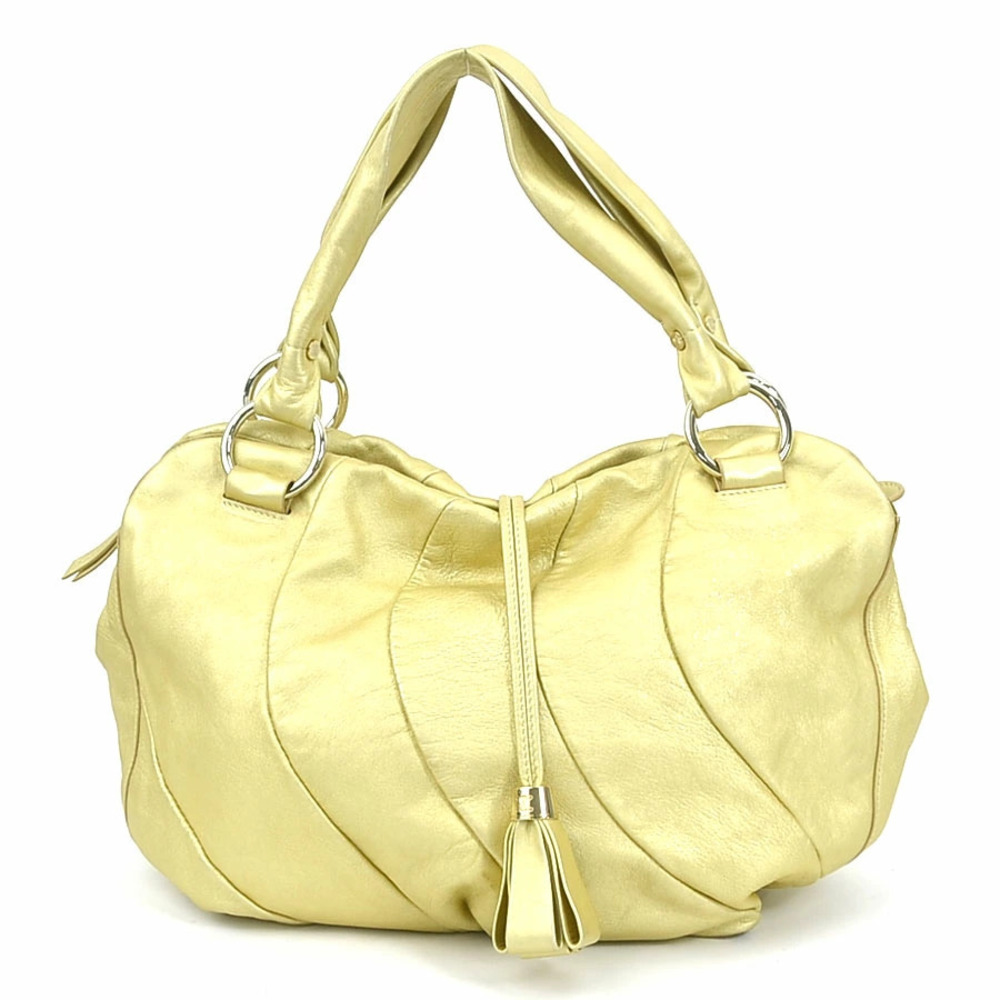 Celine Shoulder Bag Leather Gold